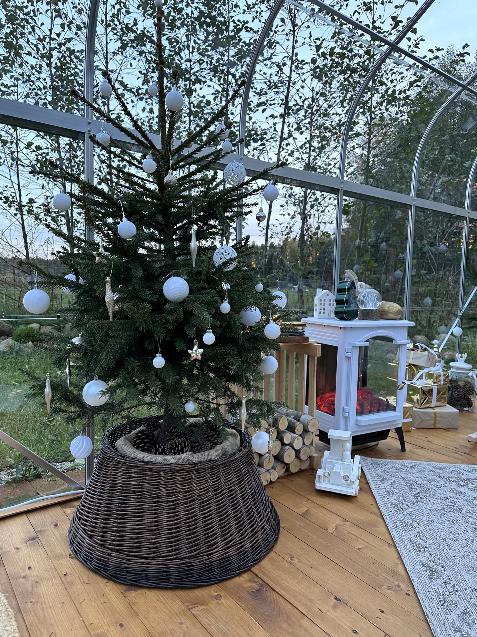 e-wicker24 Copri Base Albero di Natale in Vimini Fatto a Mano Gonna Albero di Natale