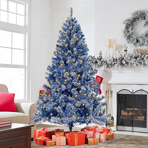 Miniatura 8 de Merax Árbol de Navidad verde preiluminado de 7 pies, sombrero de elfo, árbol de Navidad preiluminado con 400 luces, 1250 puntas para decoración