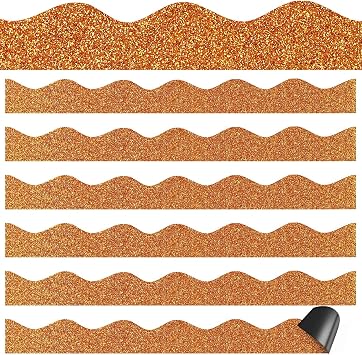 Qeeenar 24 Pcs Orange Glitter Magnetic Border for Classroom Whiteboard