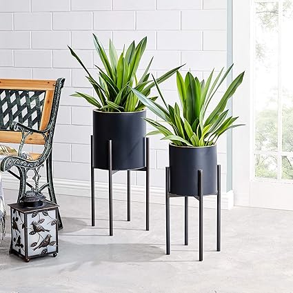 FirsTime & Co. Arden Planter 2-Piece Set, American Crafted, Black, 10.5 x 10.5 x 23 ,