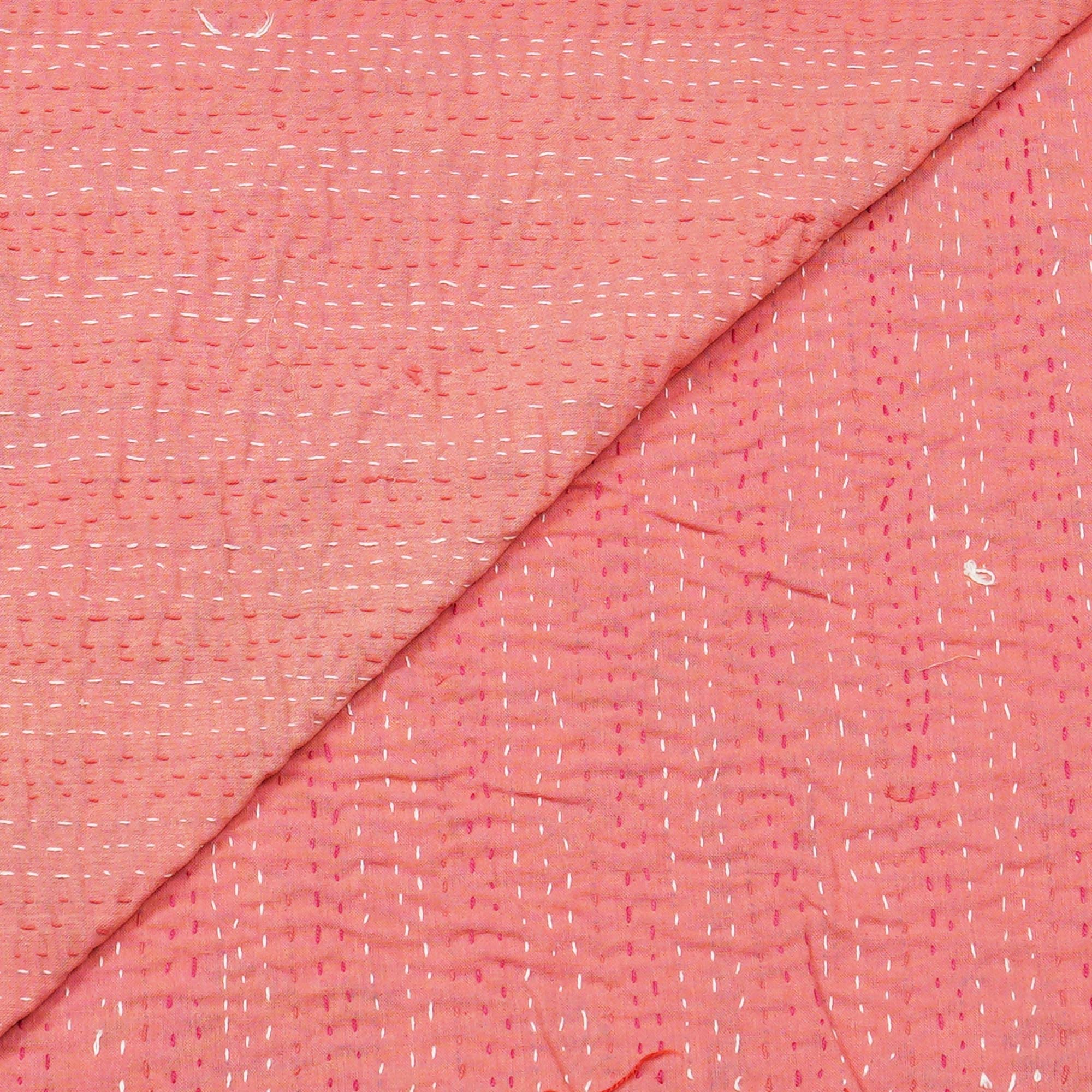 Marubhumi Indian Traditional Pure Cotton Jungle Print Kantha Quilt, Bed Cover Throw Animal Printed Kantha Quilts Multi Color (Peach, Twin (60"x 90"))