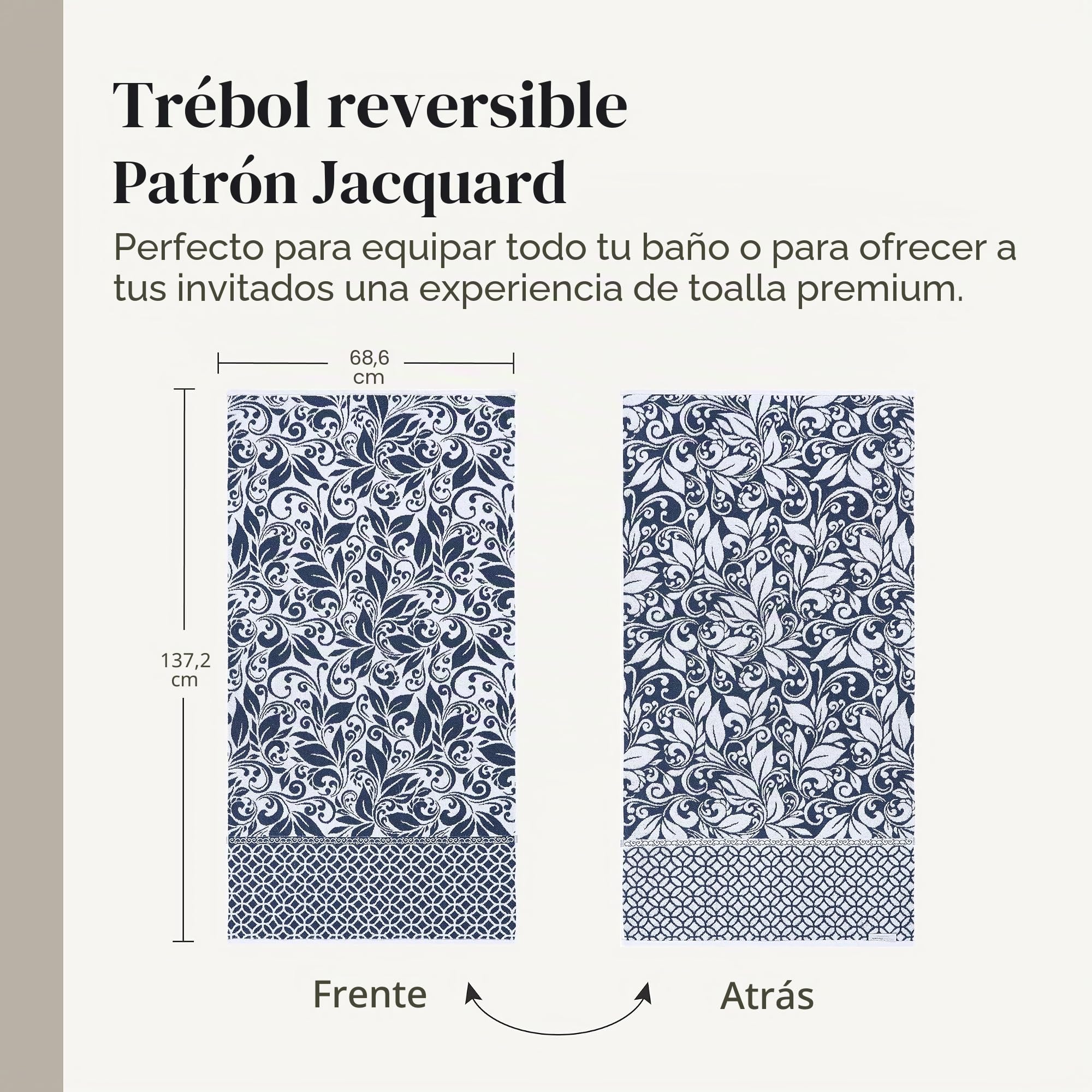 Modern Threads Trefoil - Juego de 6 Toallas de Jacquard teñidas de Hilo Reversible de Filigrana, Toallas de baño, Toallas de Mano y paños de baño, súper absorbentes y de Secado rápido, 100% algodón