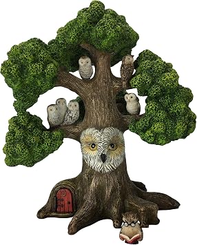 GlitZGlam Fairy Garden Tree - Theodore The Owls Miniature Tree 9.5 Inch Tall for The Garden Fairies and Garden Gnomes - Part of The Beautiful Azarian Collection A Fairy Garden Accessory