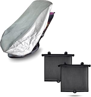 EcoNour Baby Car Seat Sun Shade Cover | Infant Car Seats Heat Protector Keeps Your Toddler Baby Seat at a Cool Temperature | Reflective Baby Seat Covers for Car Seats | Baby Travel Accessories