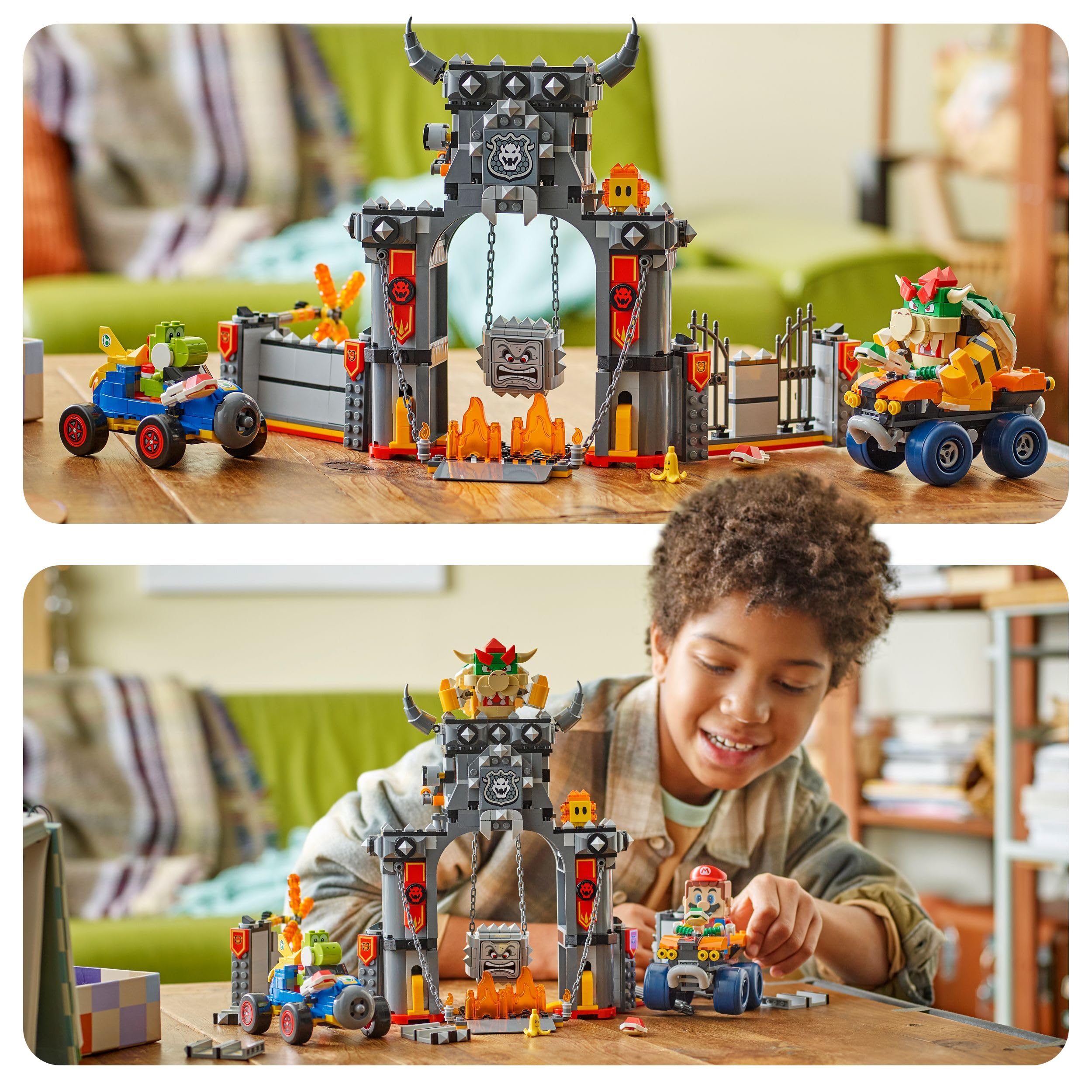 LEGO Super Mario: Mario Kart – Castello di Bowser Giocattolo - Set Interattivo con 2 Macchine e 4 Figure Incluso Yoshi - Regalo da Gaming per Bambini e Bambine da 9 Anni in su - 72039