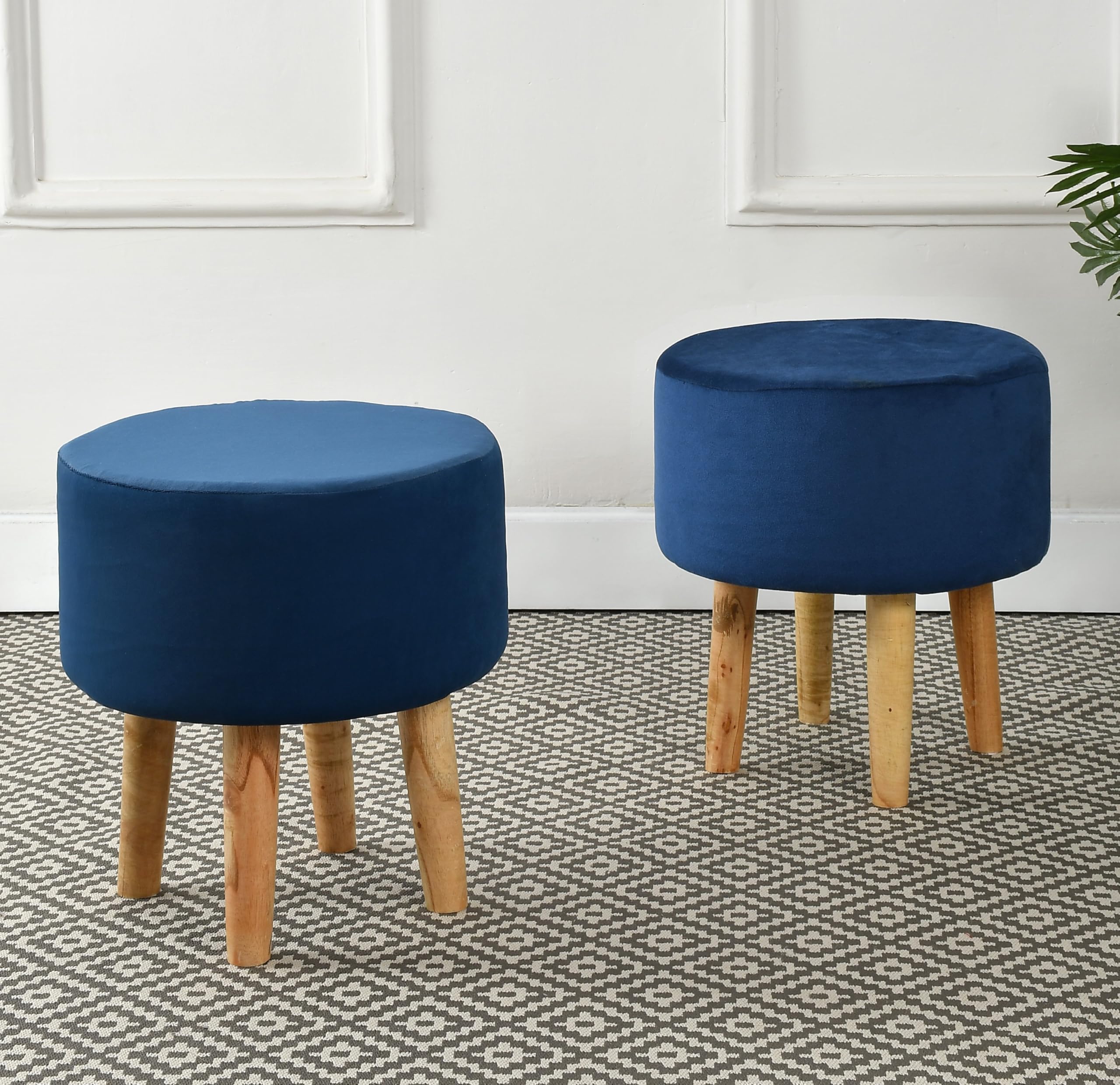 Homeaccex Ottoman Stool for Living Room Set of 2 Pouffes for Sitting Ottoman Pouffes Puffy Stool Dressing Table Footstool Ottomans Chair (16h*15b in)-image-9