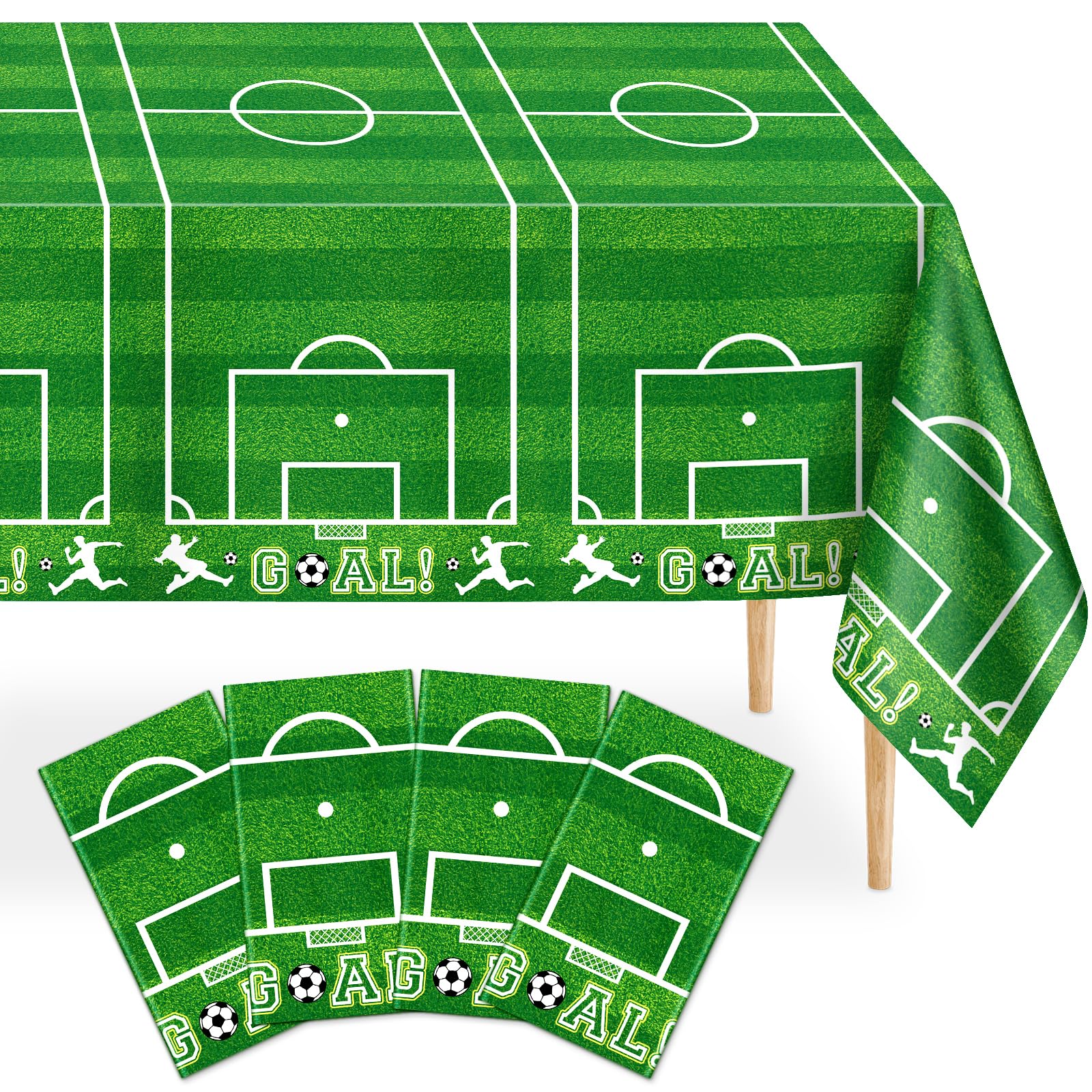 Mulbozy Soccer Table Cloths Soccer Birthday Party, Sports Theme, 4PCS