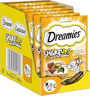 DREAMIES SHAKE UPS Multivitamins Geflügel Picknick, Katzenleckerlis im Portionsbeutel - 55g (6 Beutel)