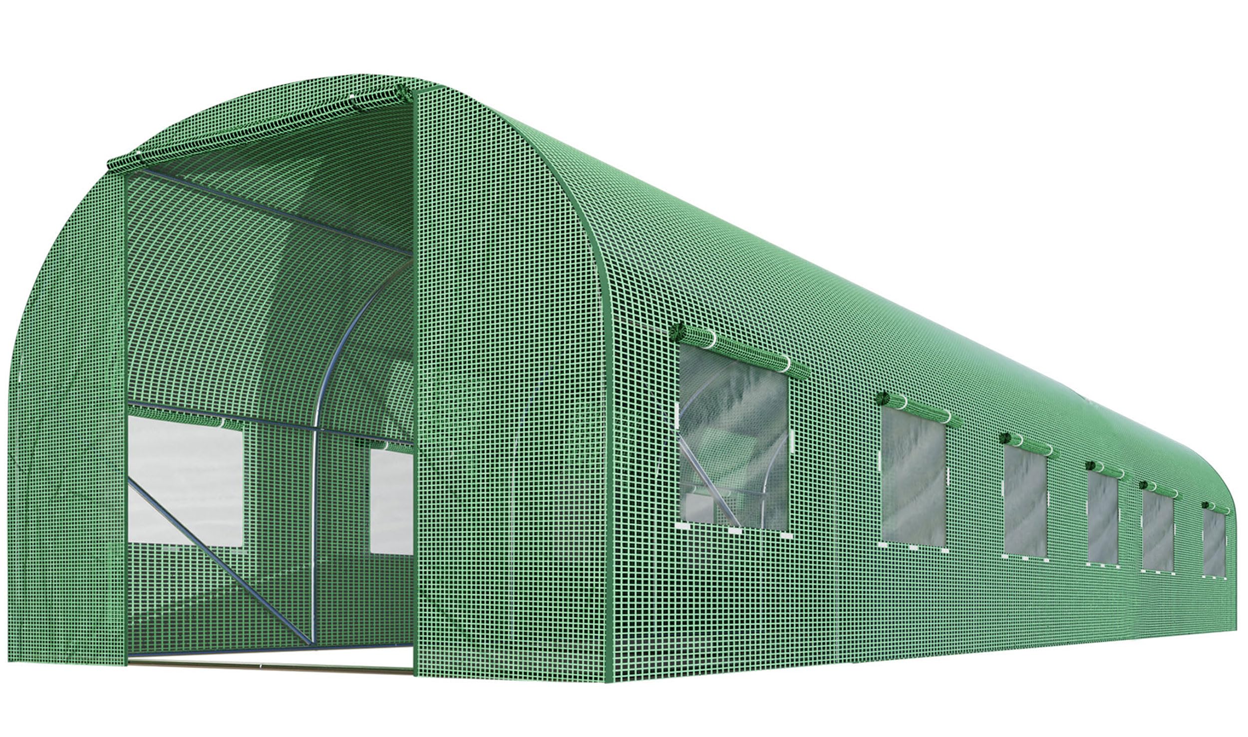 Szklarnia Foliowa Tunel Ogrodowy Stalowe Profile Okna Z Moskitierami 3 x 6 x 2 m 18m2 Zielony