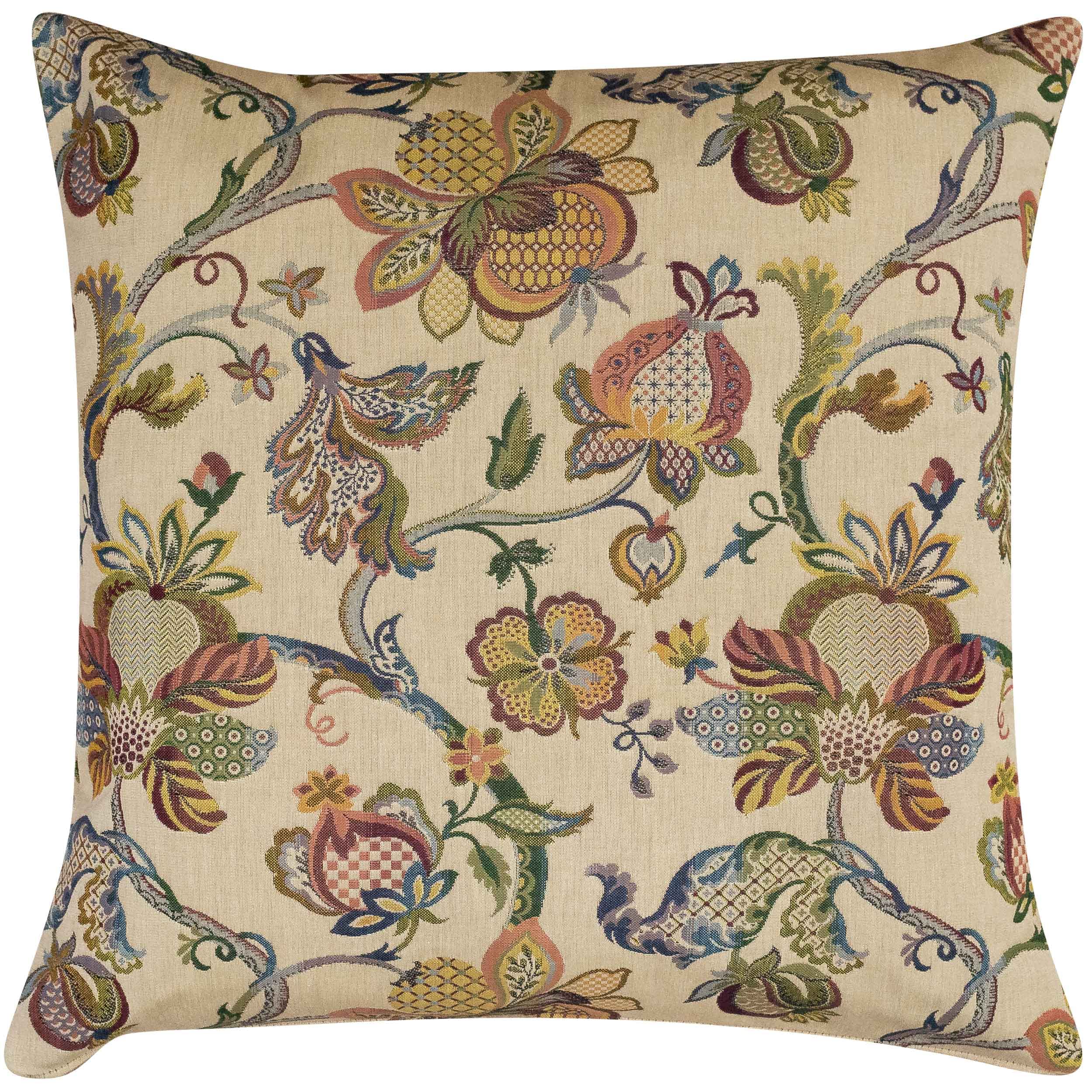 Linen Loft Vintage Tea Rose Extra-Large Cushion Cover. Heavyweight Tapestry Victorian Style Floral and Botanical Design. 23x23 XL Cushion Cover Only