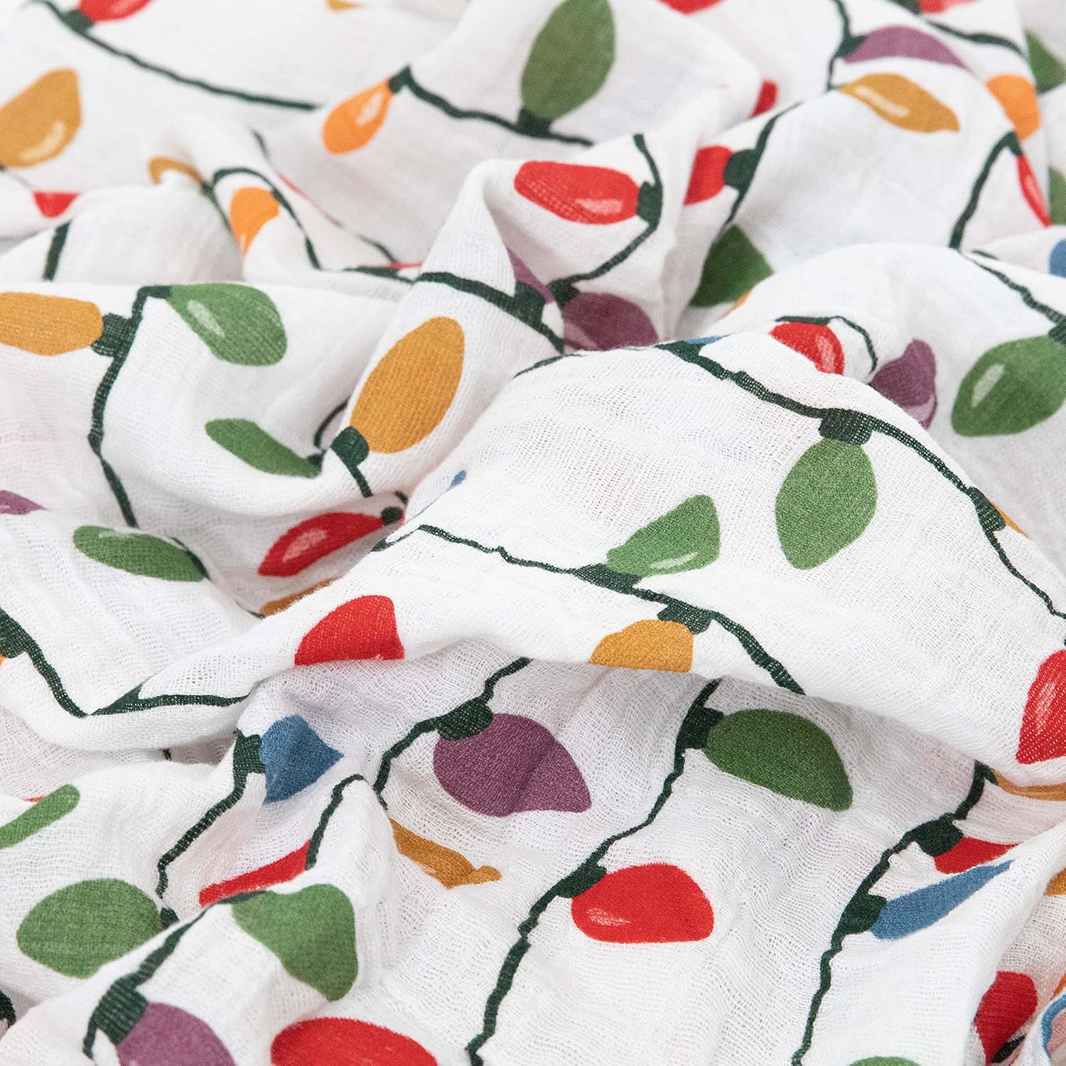 Little Unicorn Premium Cotton Swaddle Baby Blanket | Breathable Fabric | for swaddling, Play, Nursing & More (Christmas Bulbs)