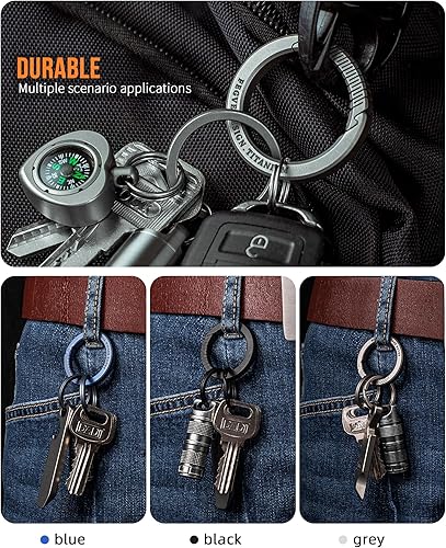 Vista 11 de FEGVE Carabiner Keychain Clip with 2 Key Rings, Titanium Quick Release Keychain Small Carabiner Clip for Keys