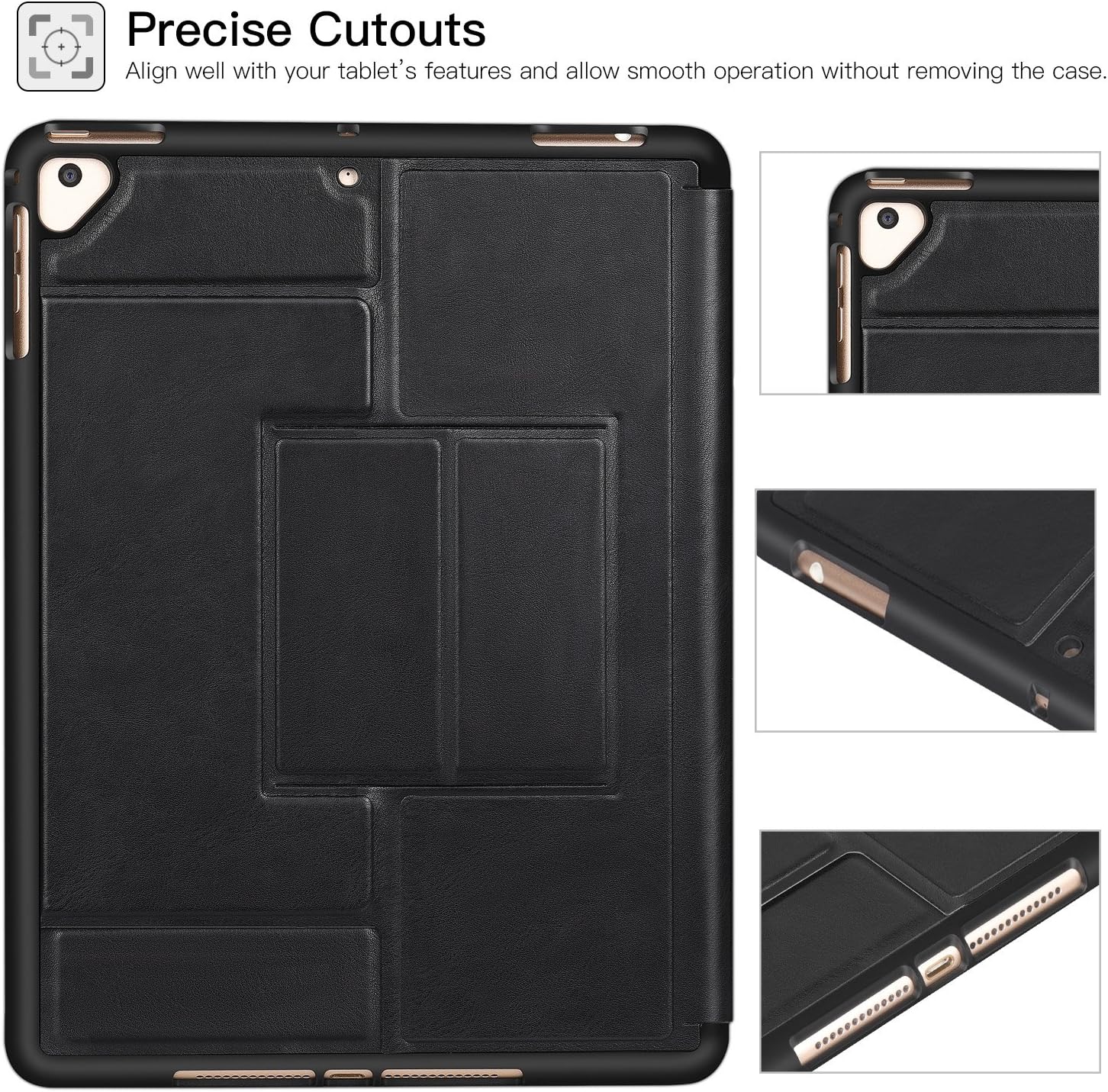 Ztotop Case for iPad 9.7 2018/2017, Strong Magnetic Stand Case with Auto Wake/Sleep, Pencil Holder and Multiple Viewing Angles, Soft Back Cover for iPad 5th /6th Generation/Air 2, Black