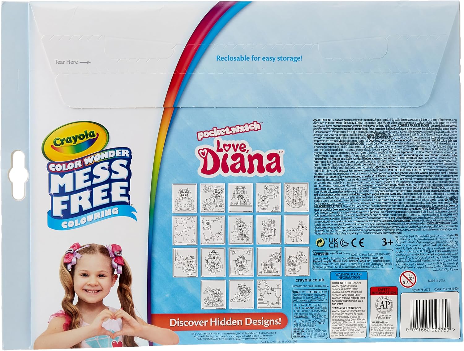 Crayola Colour Wonder Love Diana, Mess Free Colouring Pages with 5 Markers Included, 23 Piece Set