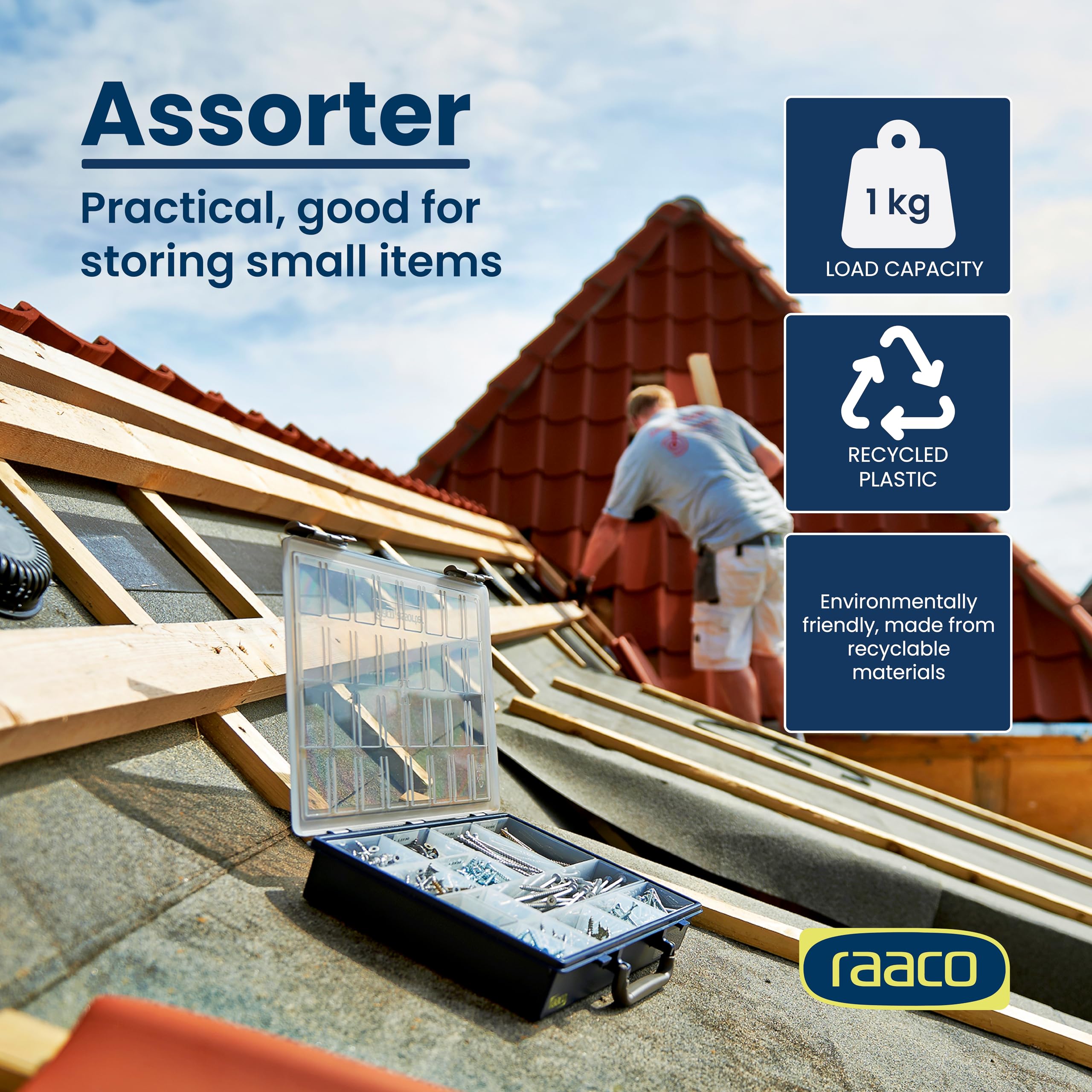 Raaco RAA136136 Organizer, Niebieski/Szary, ‎16 x 7,9 x 3,9 cm; 40,82 g