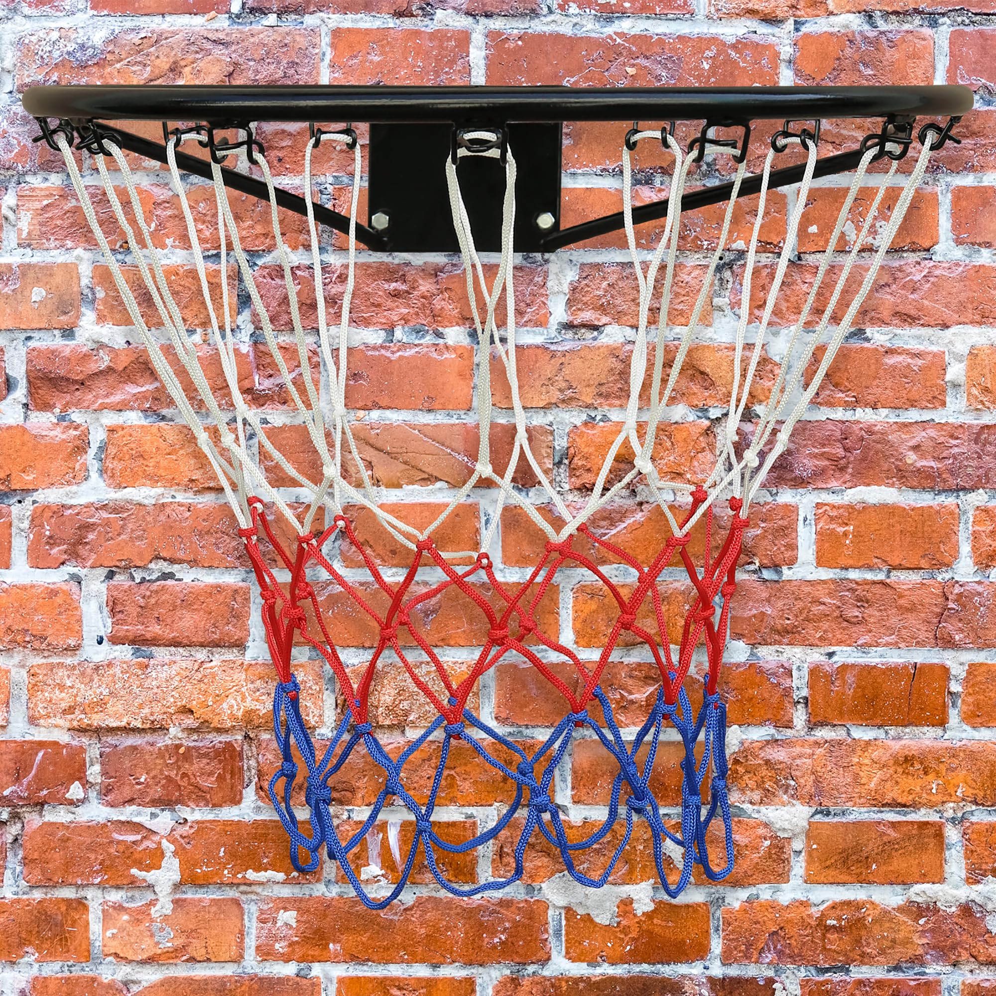 Aro de Baloncesto de Hierro con Red, para Pared, Negro, 45 cm