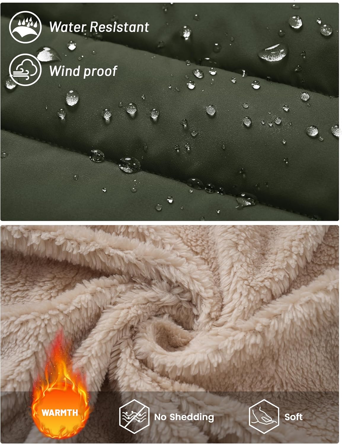 Cotrasen Mens Puffer Jacket Sherpa Lined Water Resistant Hooded Full Zip Mid-Weight Warm Insulated Winter Coat - Image 5