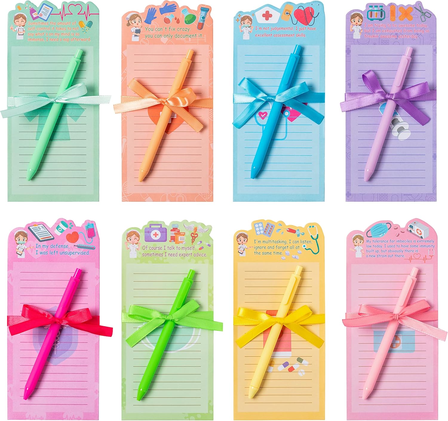 ANGOLIO 8 Sets Funny Nurse Notepads Funny Nurse Sticky