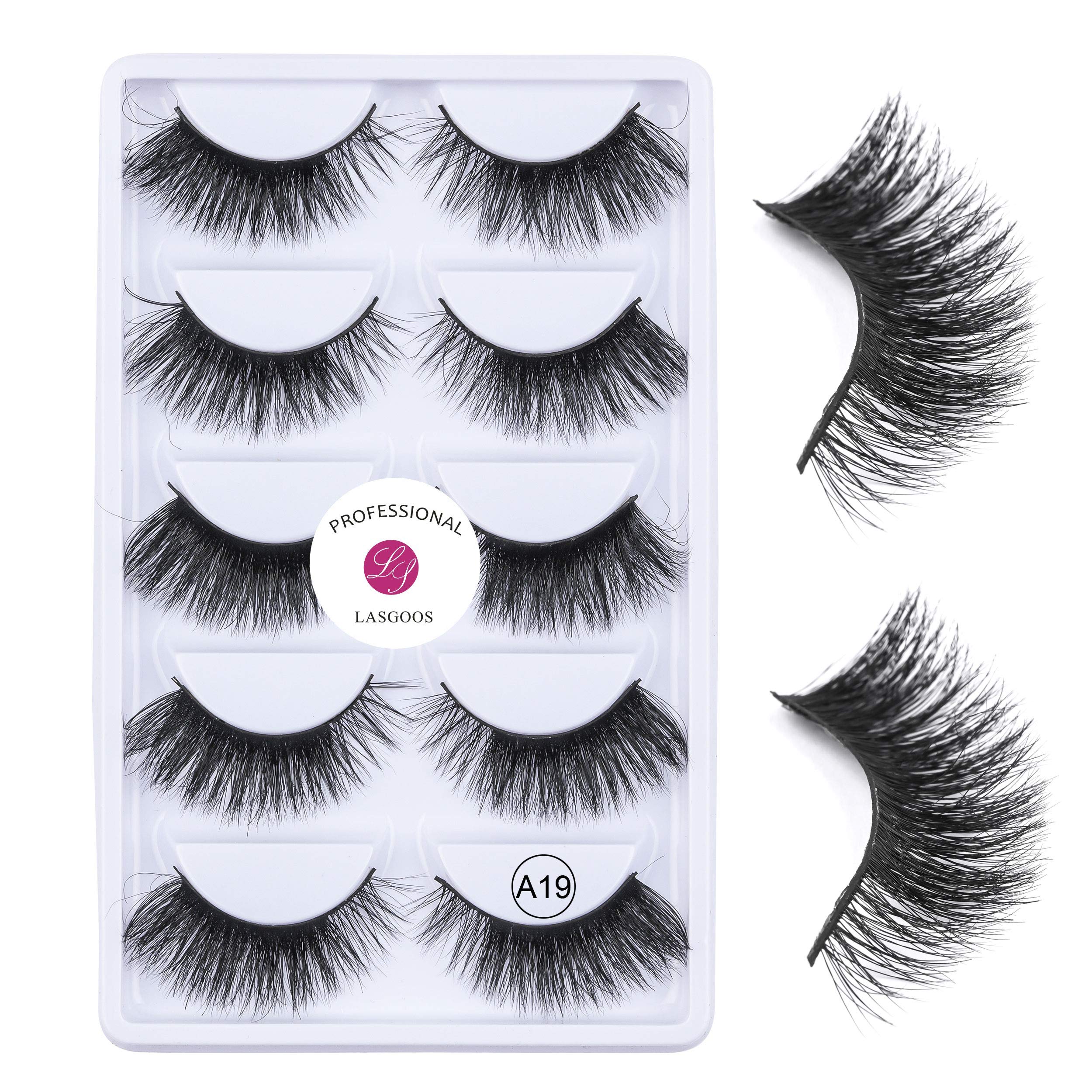 Corner Thick Mink Eyelashes Luxurious 100% Siberian Mink Fur 3D False Eyelash Natural Messy Volume Fluffy Soft Wholesale Fake Eyelashes 5 Pairs Pack (A19)