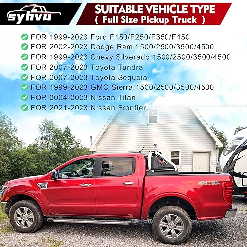 Miniatura 3 de Barra enrollable deportiva ajustable para caja de camioneta, barras enrollables de acero inoxidable compatibles con Dodge Ram 150025003500, Ford