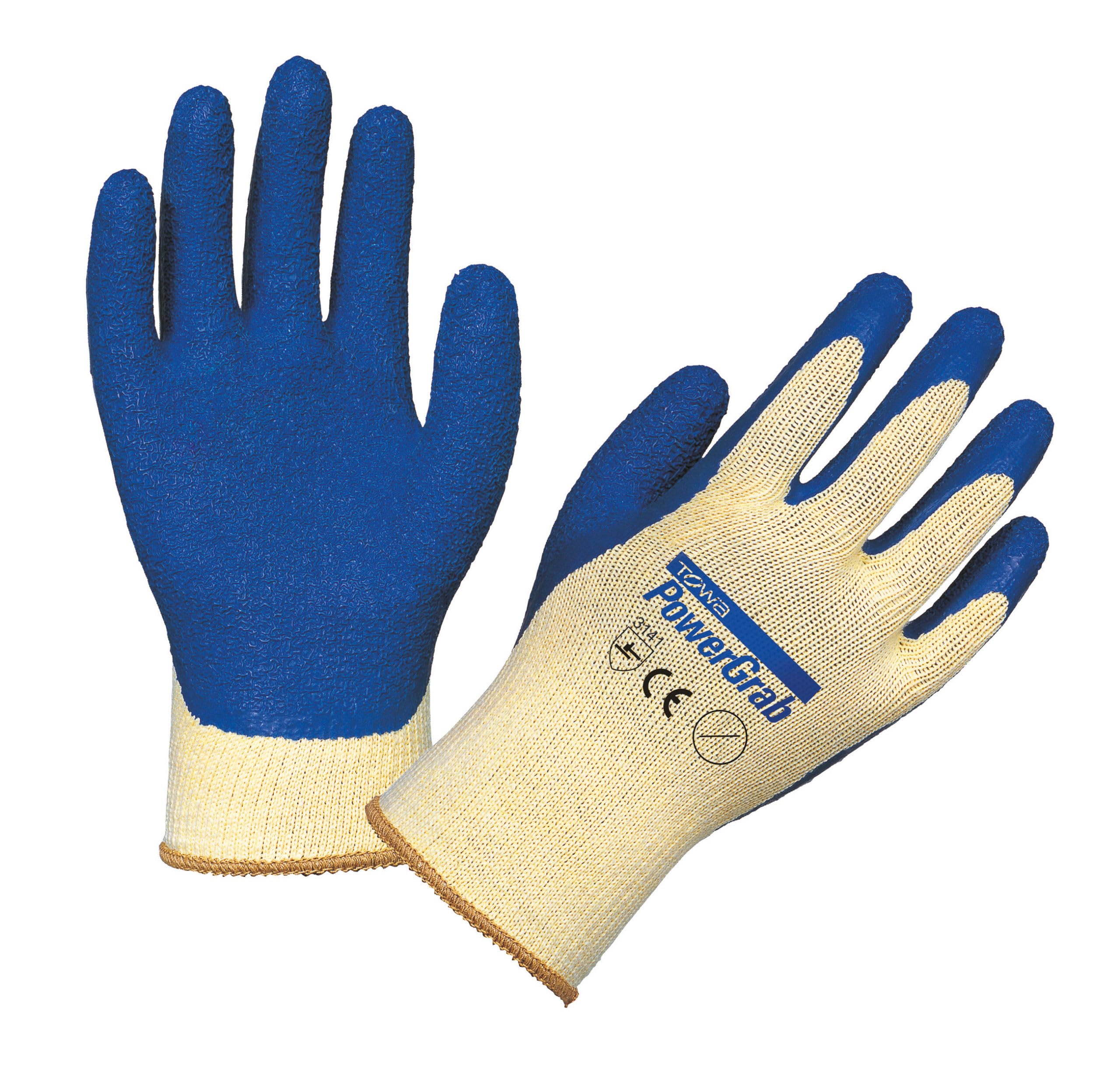 TOWA Kerbl 297204 Polyester/Cotton PowerGrab Glove, Size, 10, blau|gelb