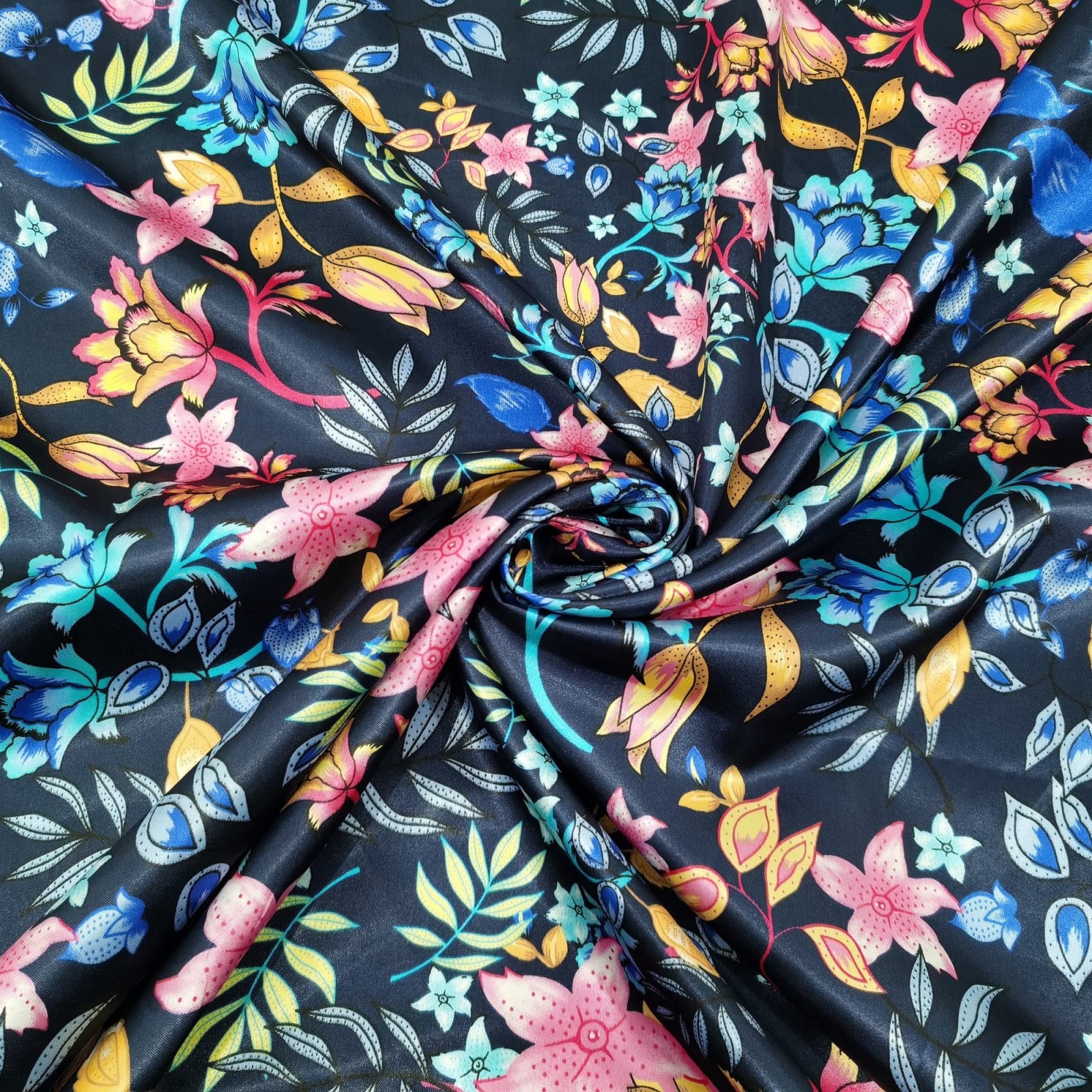 printed satin dress material Elegant Red Floral Satin Fabric, Soft Silky Summer Fabric, Luxurious Foil Print Satin Cloth, For Dress or Gown