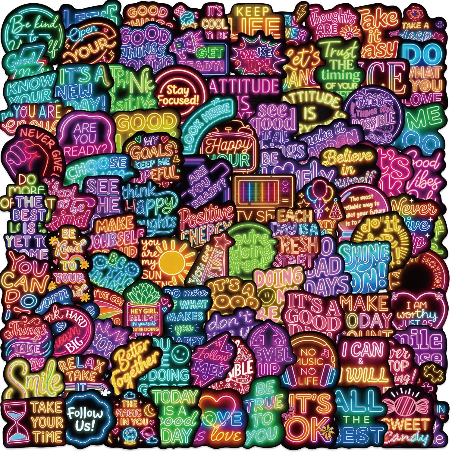 100pcs Motivational Stickers, Inspirational Positive Affirmation Stickers for Teens Adults Students Vinyl Decals for Water Bottles Laptop Vision Board Supplies