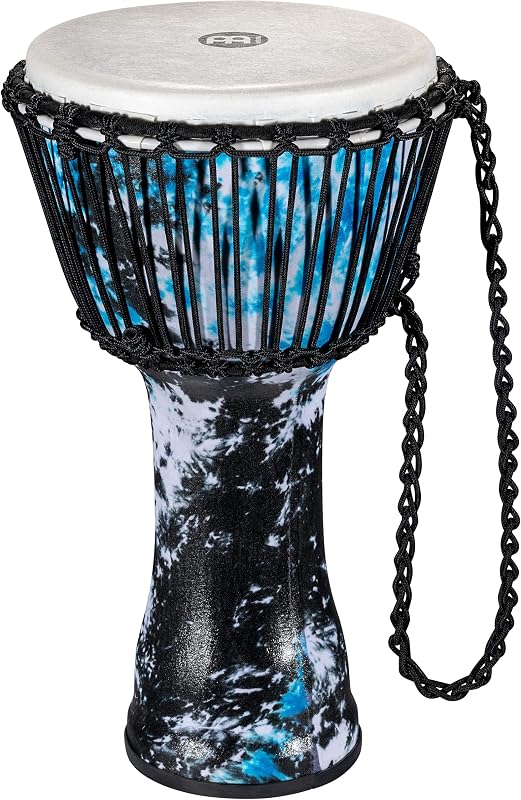 Meinl Percussion Series Travel Djembe Instrumento circular de tambor de mano, carcasa y cabezal sintéticos, NO fabricado en China, afinación de cuerda de tejido africano Mali, garantía de 2 años (PADJ8-M-F)