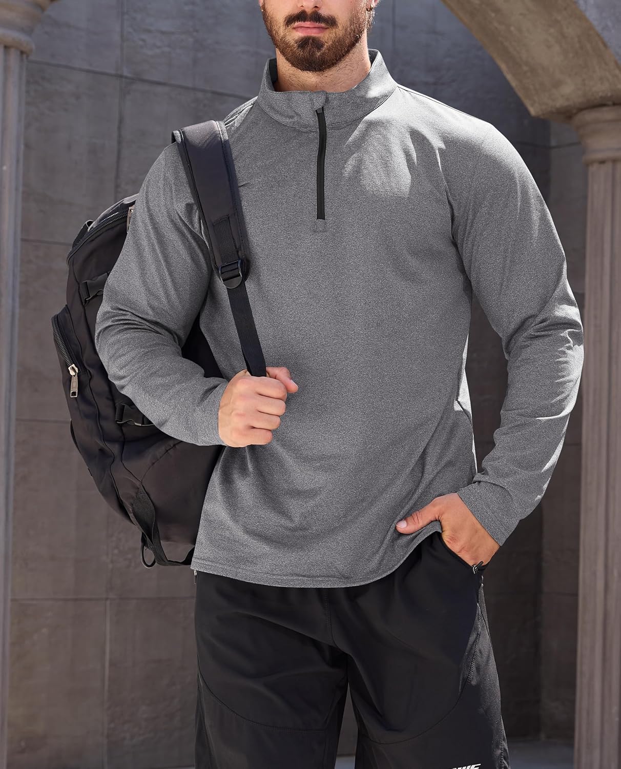 KEFITEVD Men's Quarter Zip Pullover Fleece Lined Long Sleeve Golf Shirt 1/4 Zip Sweatshirts Thermal Winter Sweaters - Image 2