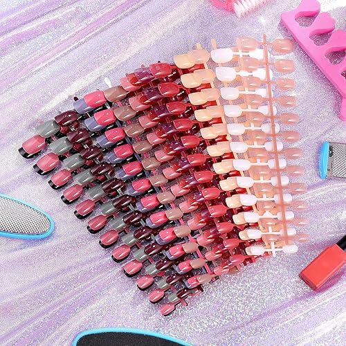 Miniatura 7 de Honoson 720 uñas postizas cortas cuadradas medianas, uñas postizas artificiales de cobertura completa, uñas postizas a presión, uñas postizas Bright