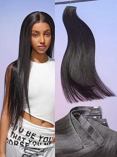 LUVME Invisible Clip in Hair Extensions Real Human Hair, Remy