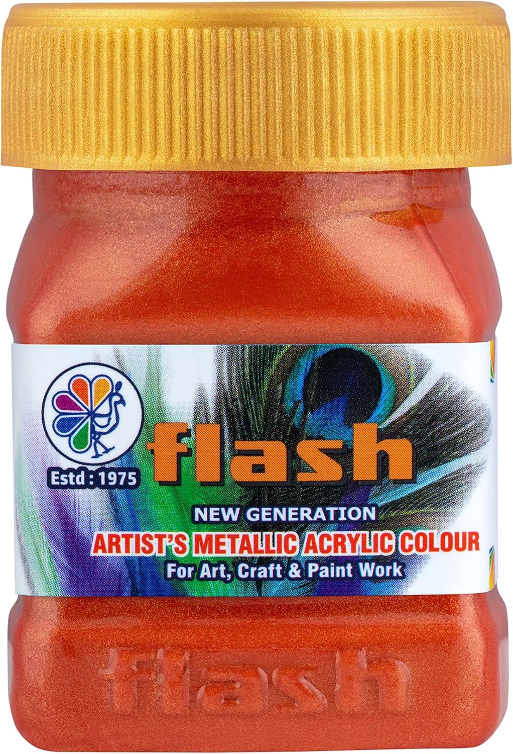 Flash Premium Metallic Acrylic Paint, Golden Red Code 514, (50ml,1.7 oz), Highly Pigmented & Fade-Resistant, Non-Toxic, Multi-Surface Paint for Artists, Hobby Painters & Kids