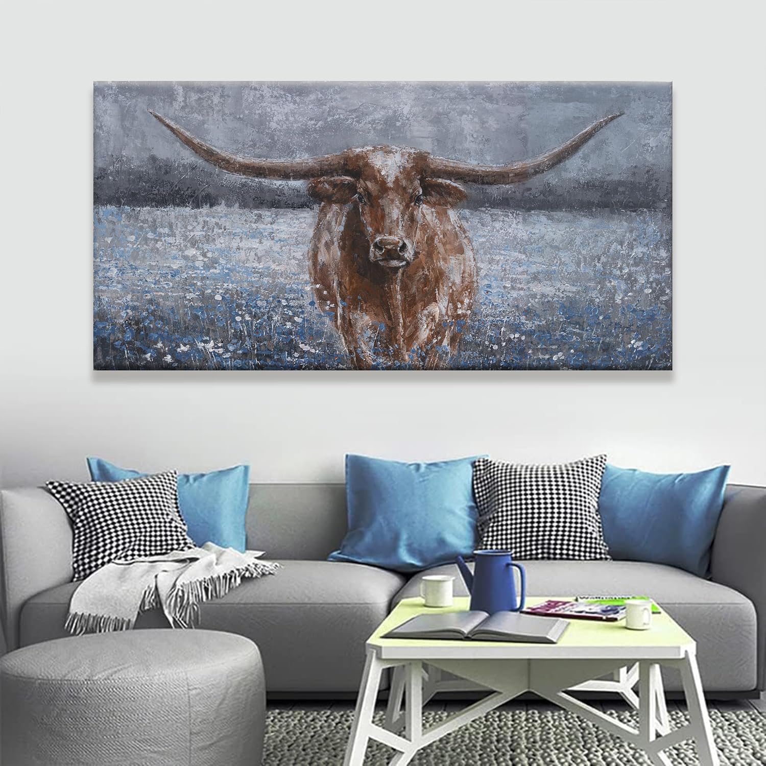 KUPTEU Canvas Wall Art Decor Large Canvas Wall Art For Living Room Highland Cow Wall Art Decor Artwork Oversized Wall Art Prints Wall Decorations for Bedroom Office Kitchen Home Wall Decor 30" x 60" - Image 2