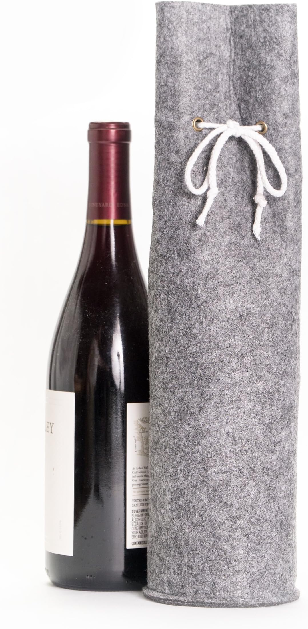 5 Pack - Felt Drawstring Wine Bag - Reusable Wine Gift Bag - Rustic Wine Tote