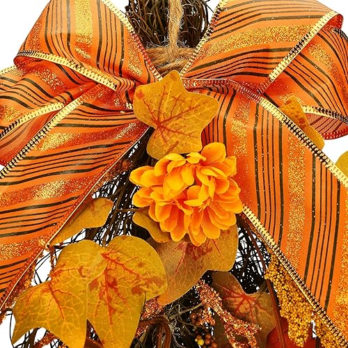 Miniatura 6 de Mokylor 2 guirnaldas de arce artificiales, 23.6 guirnaldas de cosecha de otoño, guirnalda colgante de pared de otoño con hojas de arce para