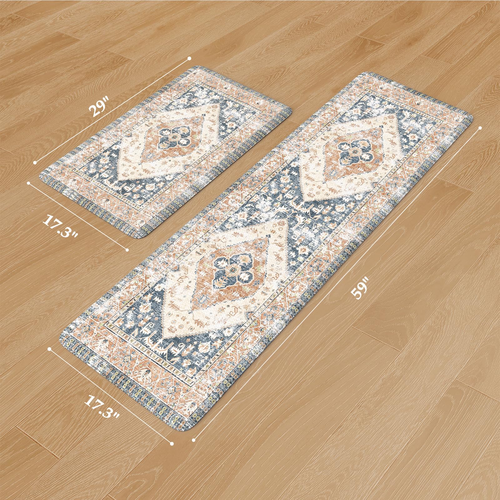 KIMODE Anti Fatigue Kitchen Mats For Floor 2 Piece, Cushioned Floral Kitchen Rugs, Memory Foam Kitchen Floor Mats, Summer Standing Desk Mats For