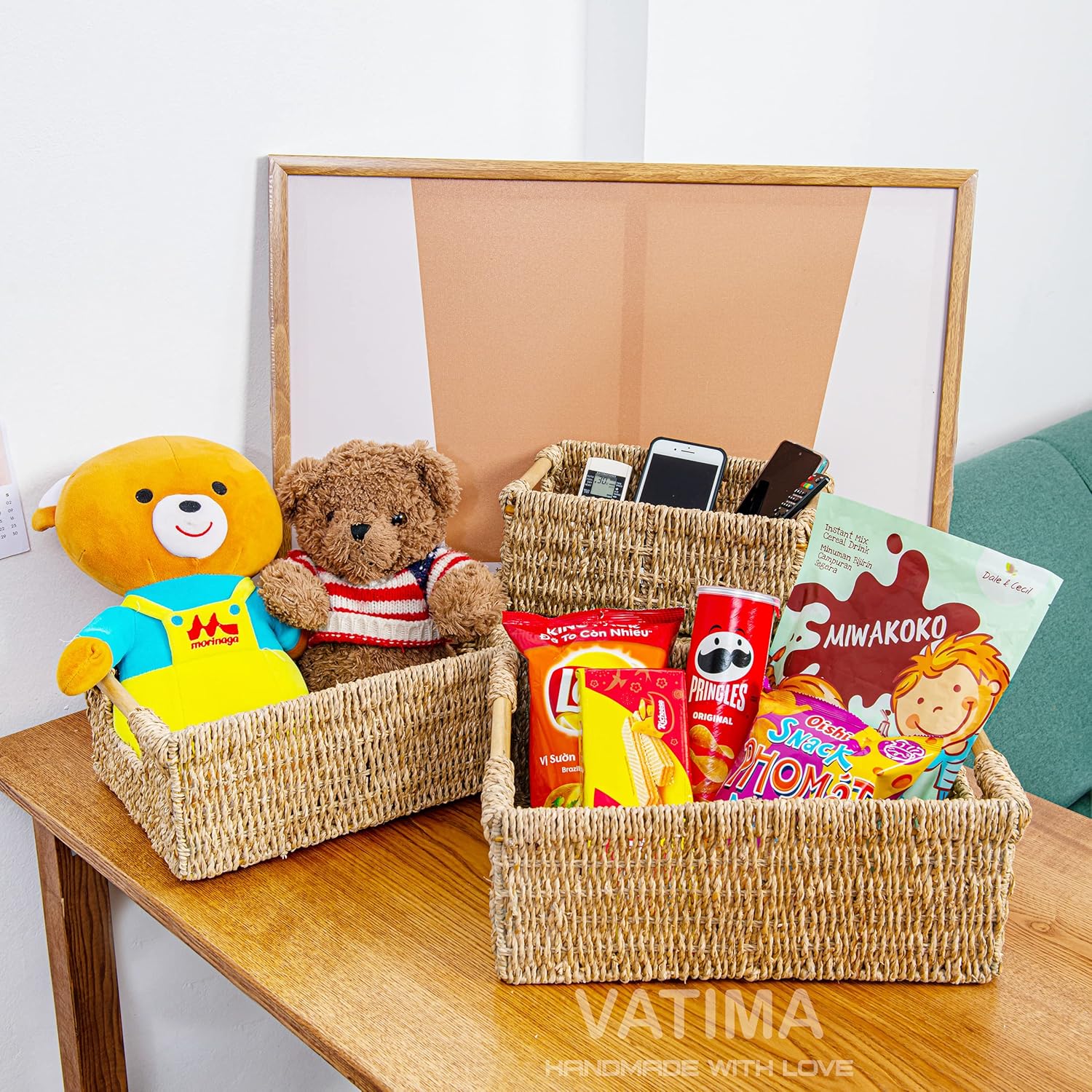 Exclusive Discount 60% Price VATIMA Wicker Baskets for Storage Organizing, Seagrass Storage Baskets Rectangular Wicker Basket with Handles, Natural Wicker Storage Basket Bins - Set of Wicker Baskets for Shelves