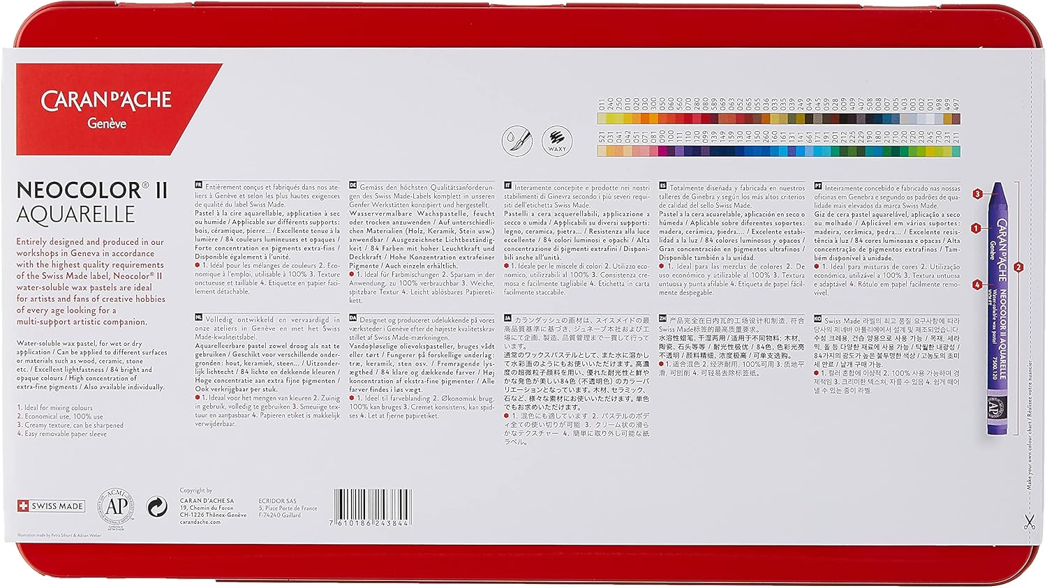 Caran d'Ache Classic Neocolor II Water-Soluble Pastels, 10 Colors