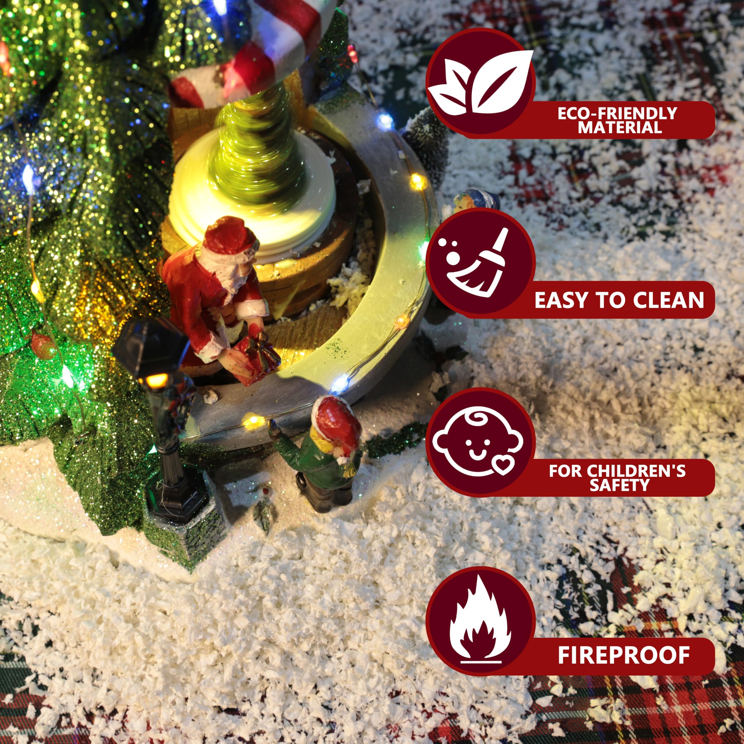 LAMPHOME 2PACK Fake Snowflakes - Artificial Glittered Snowflakes for Christmas Decoration - Sprinkle Snow - Great for Village Displays and Crafts - Dry Plastic Glittered Snowflakes - 3 oz BagX2