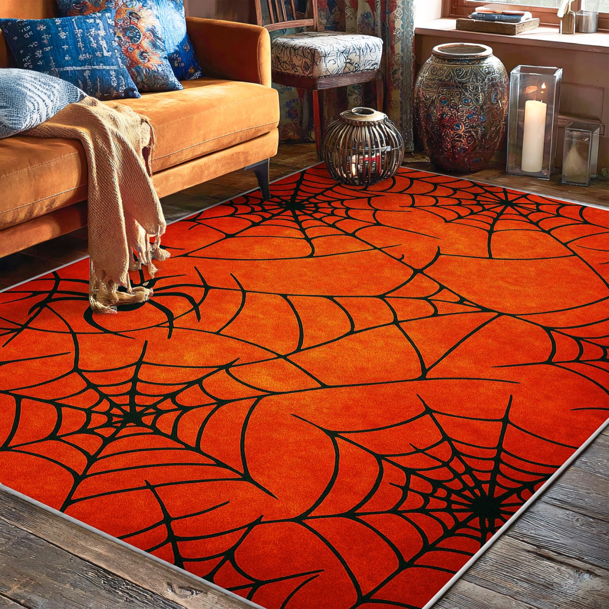 Tapis d'araignée orange sécurisé et antidérapant pour enfants