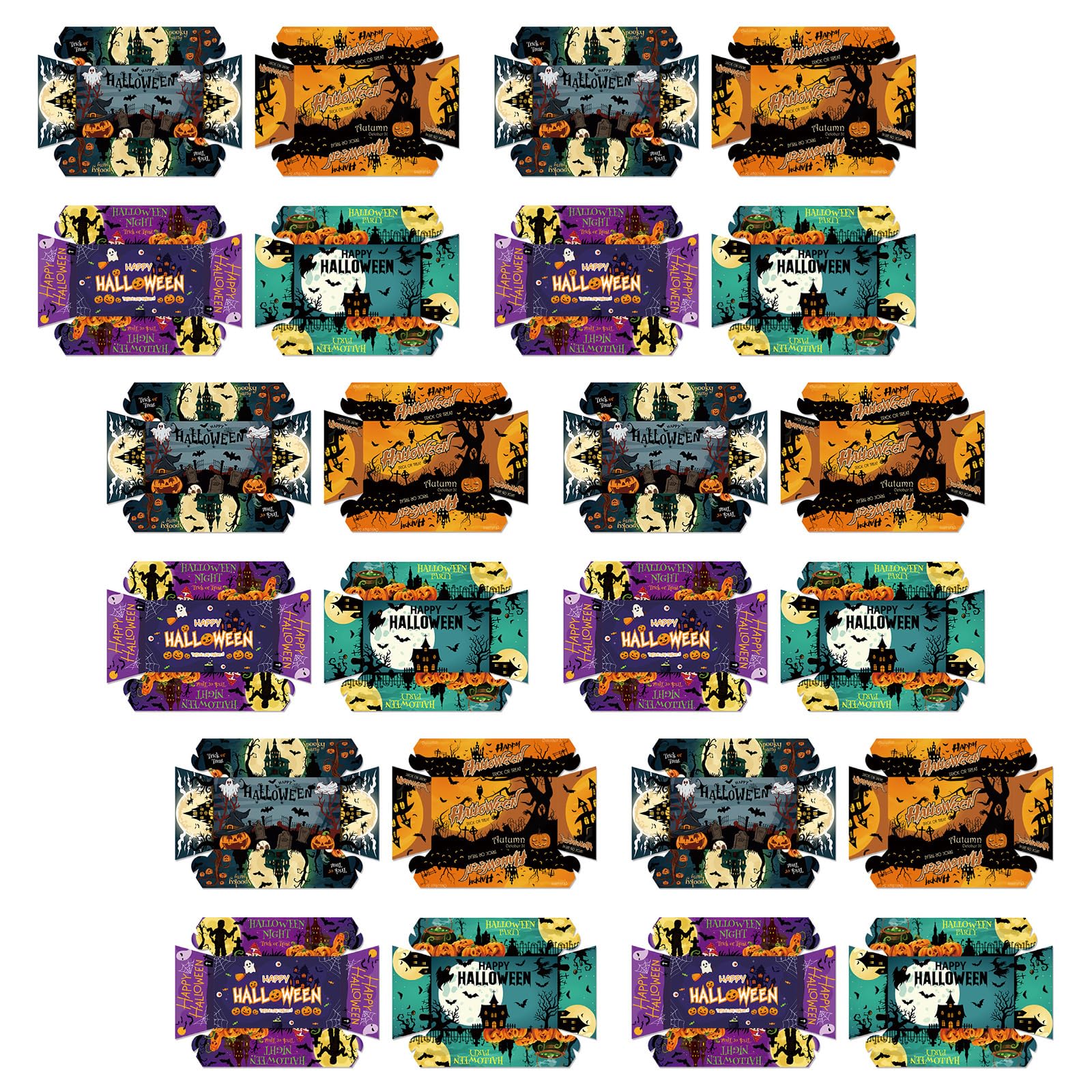 Nucelit 4/8 / 12 / 16Pcs Seasonal Paper Snacks Container Halloween Themed Paper Serving Dishes for Event Entertaining Halloween Party Supplies