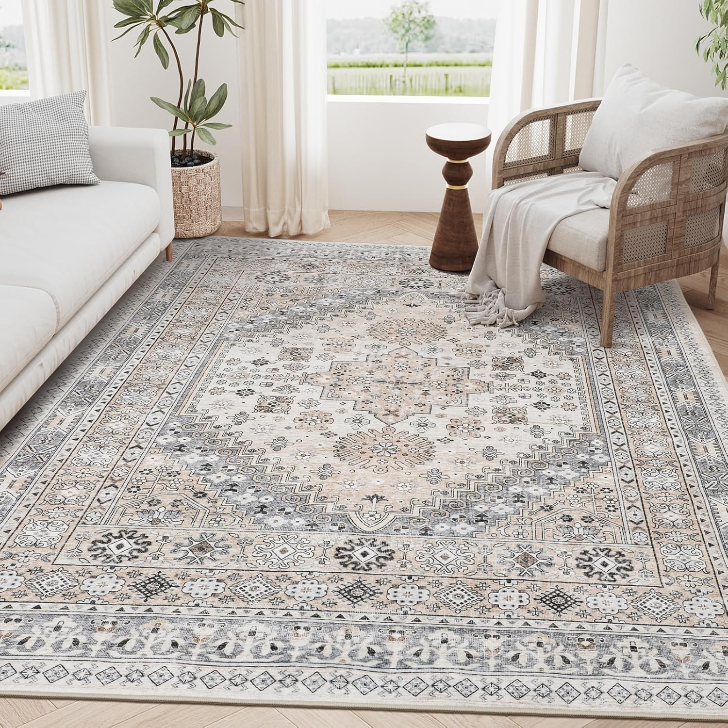 zesthome 9x12 Area Rugs,Stain Resistant Washable Rug,UltraThin Rugs for Living Room