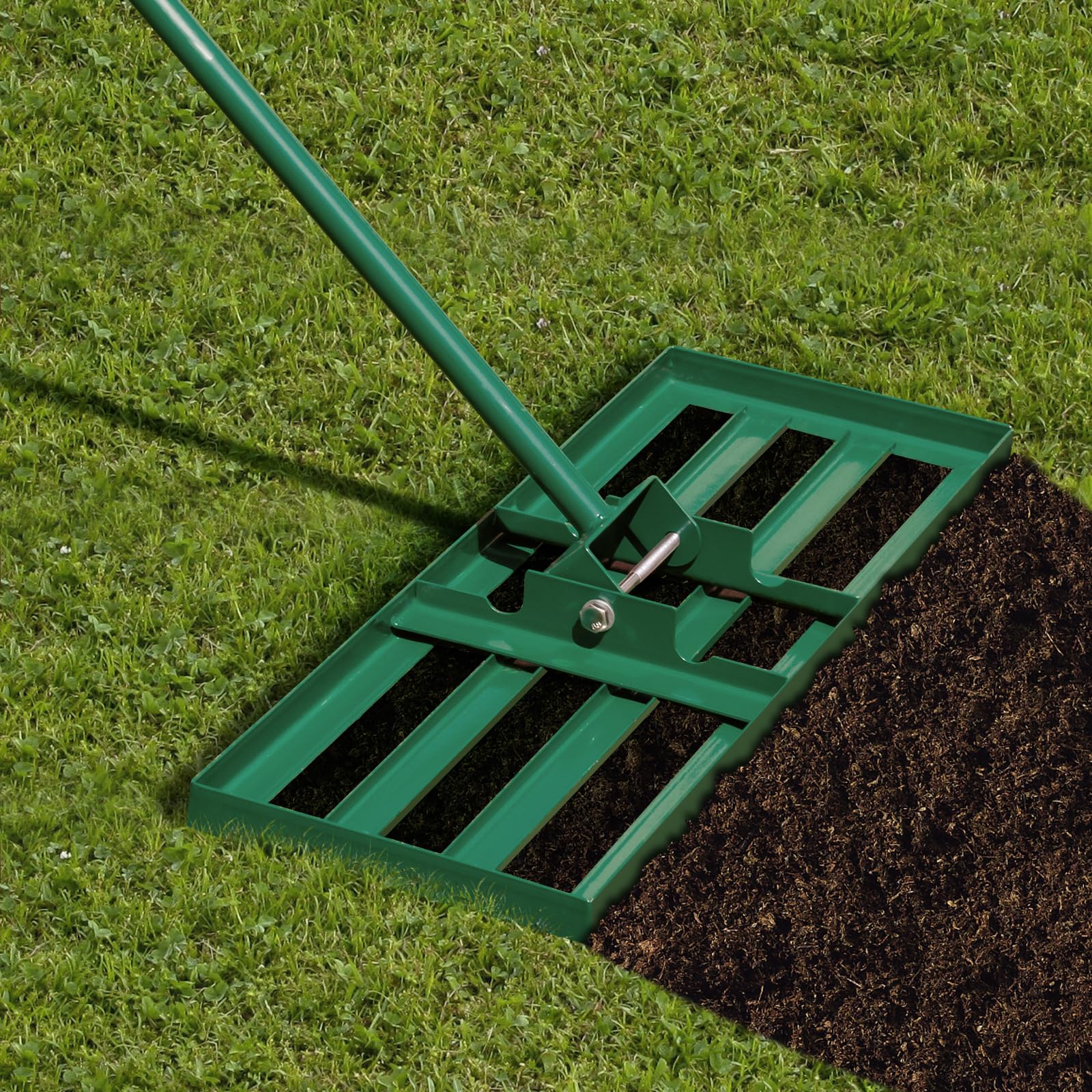 SOARS Rastrillo de Nivelación de Césped, Rastrillo Nivelador de Césped con Mango ergonómico de 170 cm, Rastrillo Jardí de Metal, idóneo para el Cuidado del Césped (75 x 25 cm)