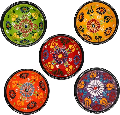 Ali - Juego de 5 cuencos pequeños de cerámica coloridos para salsa, tazones de frutas, taza de desayuno, queso oliva, mermelada, papas fritas de