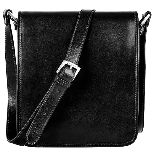 Time Resistance Leather Messenger Bag for Men, Handmade Crossbody Bag, Black Shoulder Bag