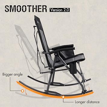 Portal Oversized Folding Rocking Camping Chair Portable 400 lbs Black