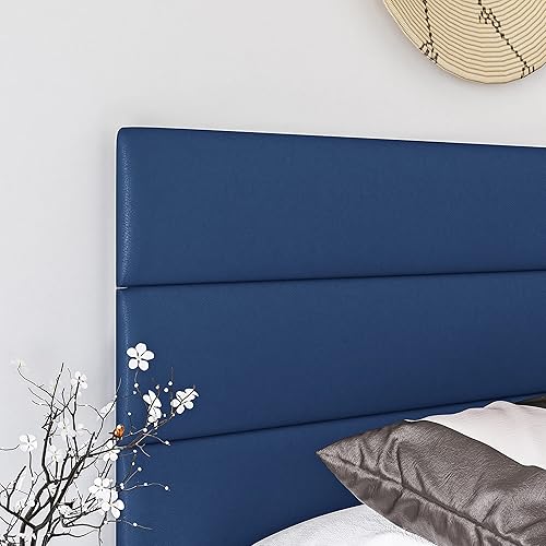 Miniatura 5 de Boyd Sleep Napoli - Base de cama tapizada de tela de piel sintética con cabecera ajustable, soporte de listones de madera fuerte sin ruido, requiere