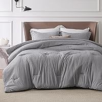 Vista 11 de Bedsure, juego de edredón tamaño king - Ropa de cama suave color taupe para todas las estaciones, juego de cama teñido catiónico, 3 piezas, 1
