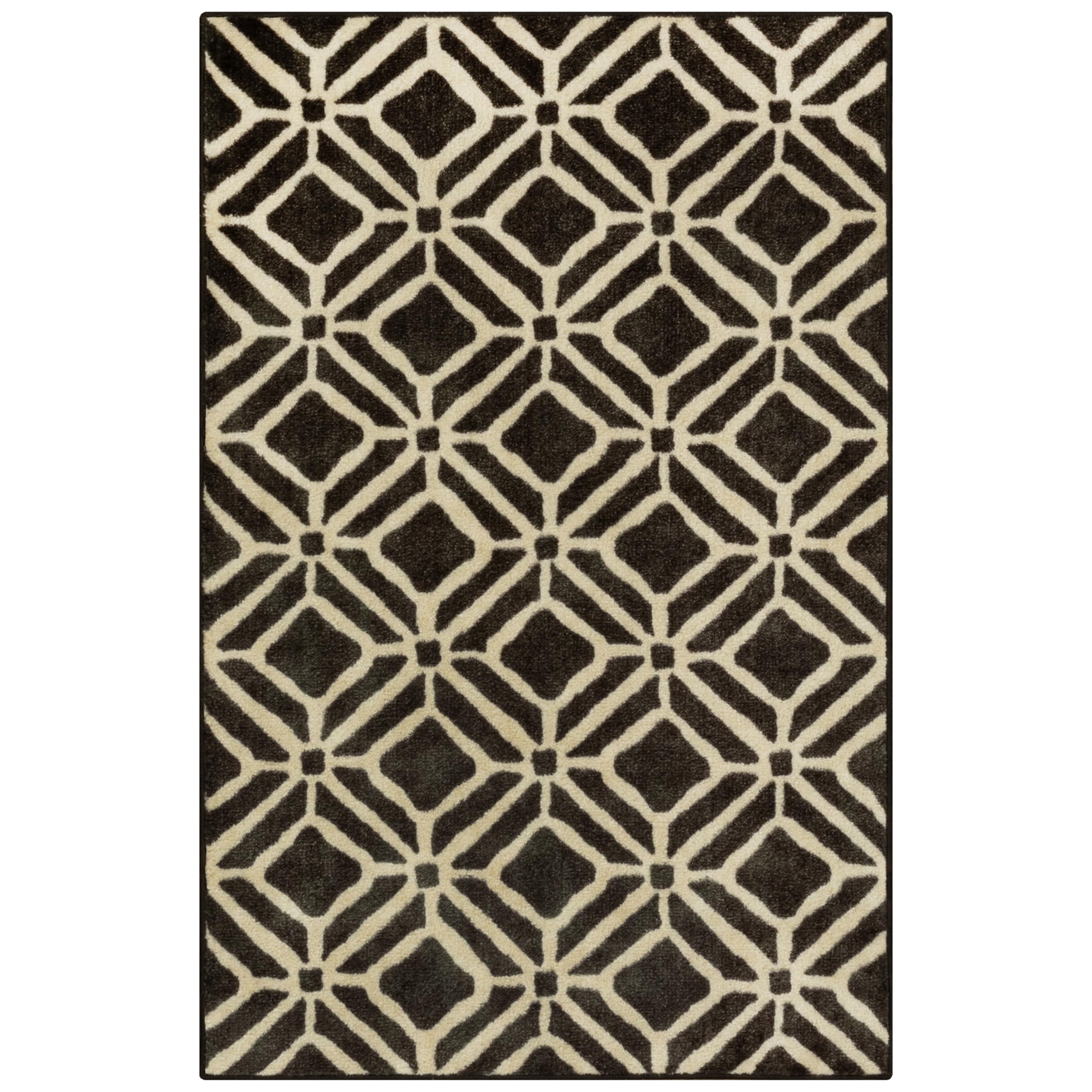 Maples Rugs Moderna Geometric Area Rugs – Made in USA – Washable, Non Slip Indoor Carpet for Entryway, Foyer, Kitchen, and Bathroom, 30" x 46", Black/
