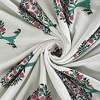 Vista 5 de Reversible 100% Cotton Lightweight Blanket, Indian Blanket, AC Blanket Throw, 90x 108'' (Red-Tree-D)